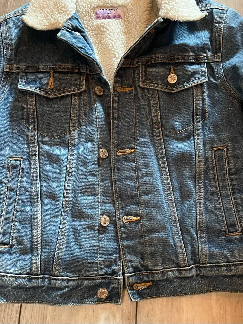 Old Navy Kids (boys or girls) Sherpa-Lined Jean Jacket - Blue with Cream Collar